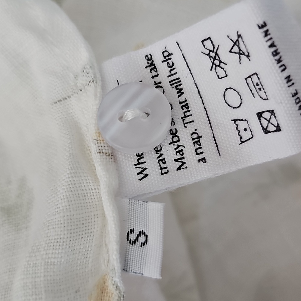 Sleeper Brigitte Linen Floral Midi Dress Mimosa Puff Sleeve Ivory Yellow Small - Picture 8 of 9